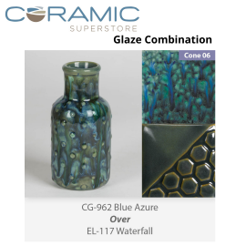 Blue Azure - CG962 over Waterfall - EL117 Glaze Combination Blue Azure - CG962 over Waterfall - EL117 Glaze Combination